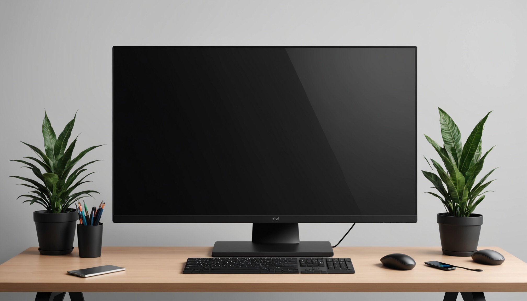 OLED 패널 모니터가 놓인 데스크 셋업