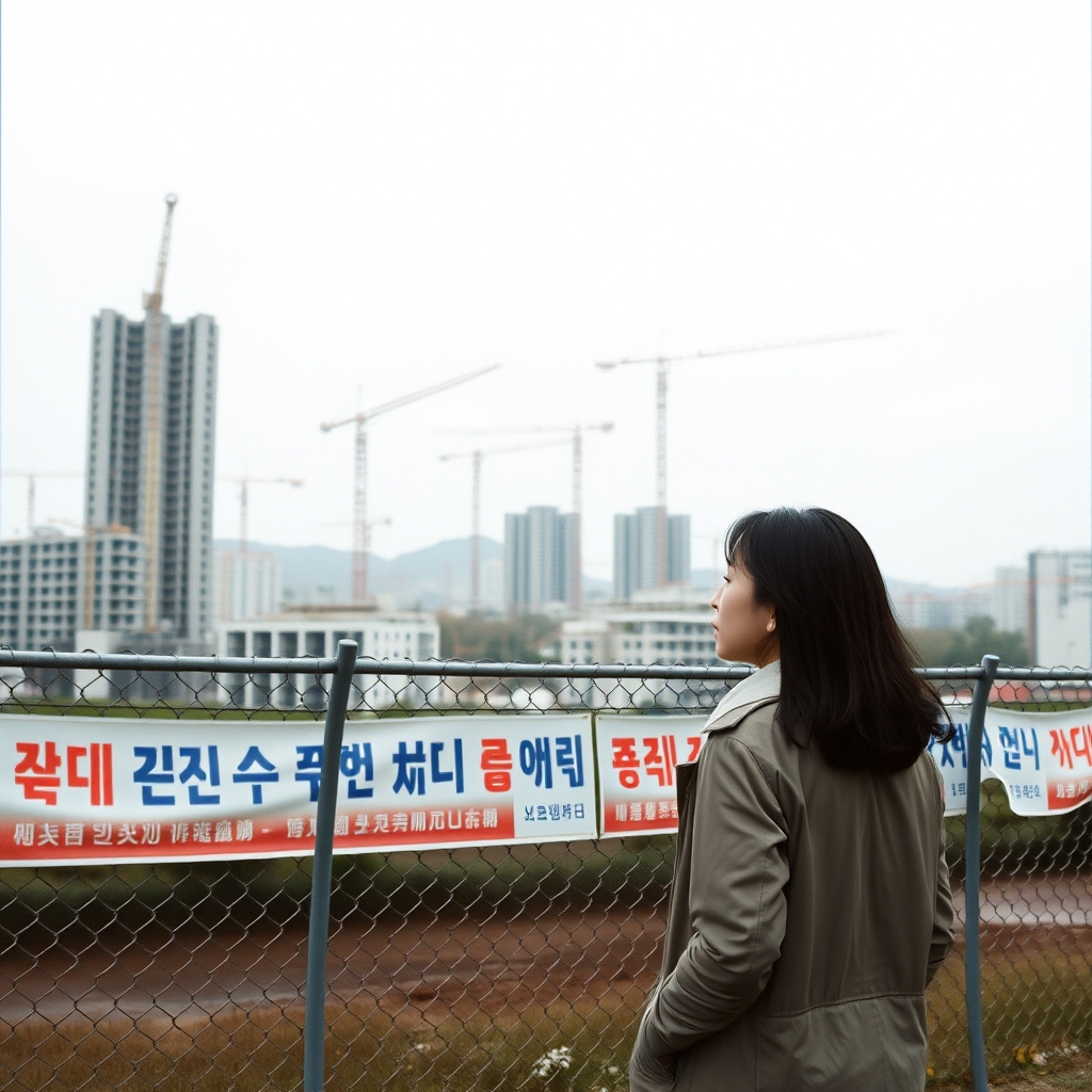 신도시 아파트 공사 현장을 멀리서 바라보는 모습