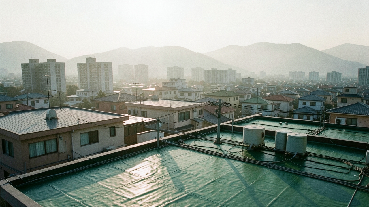 빌라와 아파트가 섞인 주거지역 옥상 풍경